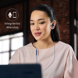 Casti USB-C Panasonic RP-TCM225DEA, casti intraauriculare, casti cu fir cu microfon si control incorporate, bas puternic, potrivire reglabila, cablu de 1,2 m, albastru - Img 2