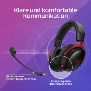 Casti Wireless Gaming HyperX Cloud III S, Multiplatforma, 2.4GHz, Bluetooth, Durata de viata a bateriei de pana la 120 de ore, 2.4GHz, Driver de inclinare de 53 mm, Microfon detasabil de 10 mm - Negru - Img 9