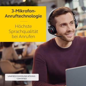 Casti wireless pentru PC Jabra Evolve2 65 - Casti stereo certificate UC cu anulare a zgomotului cu baterie de lunga durata - Adaptor Bluetooth USB-C - Negru - Img 3