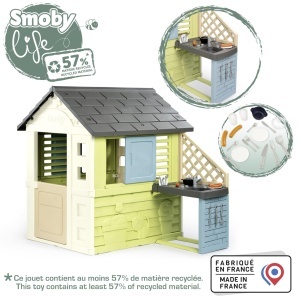 Casuta de joaca pentru copii Smoby Life - Pretty, 110x127x145 cm, cu bucatarie, reciclata - Img 2