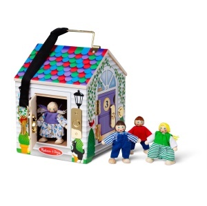 Casuta din lemn pentru copii Melissa Doug, cu sonerii, 4 figurine, multicolor