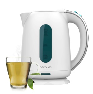 Ceainic Cecotec, capacitate 1,7 L, Thermosense 180 Alb, 2200 W, Incalzire rapida, Filtru anticalcar, Fara BPA si alte toxine, Baza cu rotatie 360o, Recipient fara fir