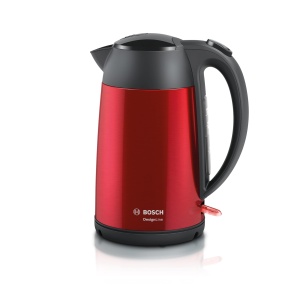 Ceainic fara fir Bosch DesignLine TWK3P424 Ceainic fara fir DesignLine, turnare fara stropire, indicator ceasca, indicator nivel apa, protectie la supraincalzire, 1,7 L, 2400 W, rosu - Img 1