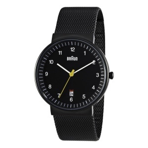 Ceas analogic barbatesc Braun BN0032BKBKMHG, curea milanez neagra, cadran negru, 40mm - Img 2
