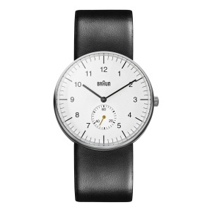 Ceas analogic pentru barbati Braun BN0024WHBKG, cadran alb, curea din piele neagra, 38mm