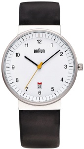 Ceas analogic pentru barbati Braun BN0032WHBKG, cadran alb, bratara din piele neagra, 40mm