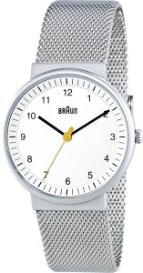 Ceas analogic unisex Braun BN0031WHSLM, otel inoxidabil, alb