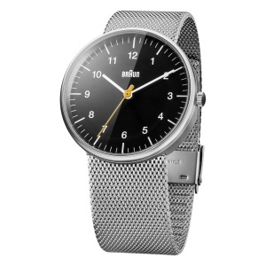 Ceas barbatesc Braun BN0021BKSLMHG, 38mm, curea din otel milanez, cadran negru - Img 2