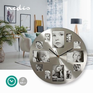 Ceas de perete Nedis CLWA003PH40, 40 cm, rame foto, argintiu - Img 2