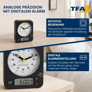 Ceas de perete TFA Dostmann Combo 60.1511.01.07 cu alarma digitala - Img 2