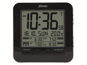 Ceas desteptator Alecto AK-20 cu termometru, 4 alarme, negru