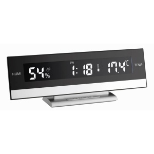 Ceas digital TFA Dostmann 60.2011, cu alarma si indicator clima, negrusilver