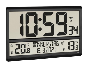 Ceas digital TFA Dostmann 60.4521.01, afisaj XL, temperatura interioara si exterioara, negru - Img 3