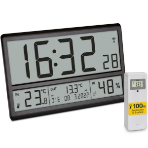 Ceas digital TFA Dostmann 60.4523.01 cu temperatura exterioara, negru