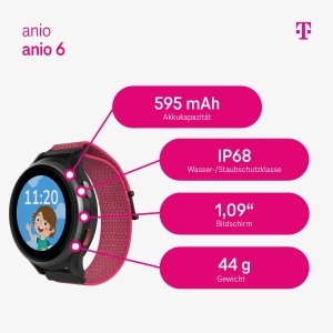Ceas inteligent ANIO 6 pentru copii, GPS, functie telefon, culoare hibiscus - Img 2