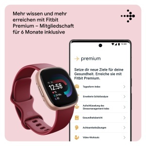 Ceas inteligent Fitbit Versa 4, 6 zile autonomie, compatibil AndroidiOS, culoare HimbeerrotAluminium - Img 9