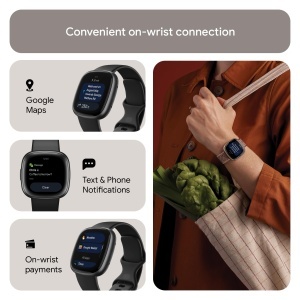 Ceas inteligent Fitbit Versa 4 cu GPS, bratara sport, negrugrafit, 6 zile autonomie - Img 2