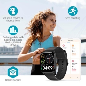 Ceas inteligent Nedis SmartLife - LCD 1,69 - IP68 - Negru - Img 3