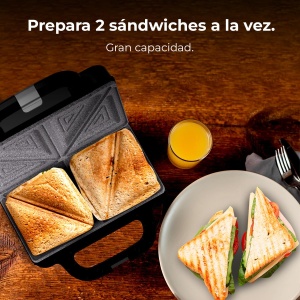 Cecotec Sandwich Maker Rock'nToast Deep Classic, 1000 W, latime mai mare, placi triunghiulare, prajire uniforma, acoperire RockStone, capacitate pentru 2 sandvisuri, fara PFOA - Img 6