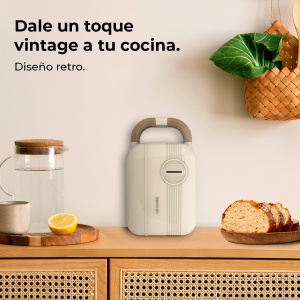 Cecotec Sandwich Maker Rock'Ntoast Retro One Beige. Trei placi interschimbabile, design retro, acoperire cu piatra de roca, 700W, indicator luminos, baza antiderapanta, maner rece, cleste de blocare - Img 6