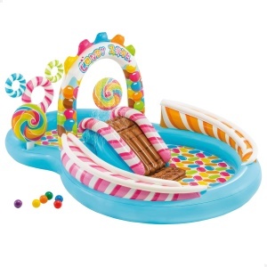 Centru de joaca gonflabil Intex 57149NP, 295x191x130 cm, multicolor, cu tobogan si sprinklere