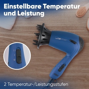 Clatronic HTD 3429 Uscator de Par Compact 1200W Albastru Pliabil Cu Difuzor - Img 4