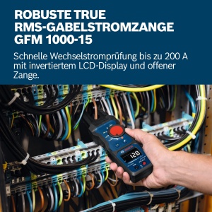 Cleste ampermetric Bosch Professional GFM 1000-15, True RMS, 200 A AC, LCD inversat - Img 2
