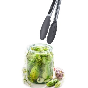 Cleste de servire Westmark, cu placi din silicon si manere cauciucate, lungime: 21 cm, otel inoxidabil/plastic/silicon, Classic Silicone Mini, argintiu/negru, 16162270 - Img 6