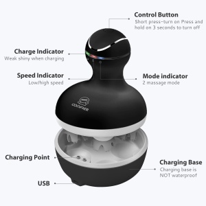 Comfier Electric Masaj Scalp Portabil IPX7 Reincarcabil cu 4 Capete pentru Relaxare - Img 5