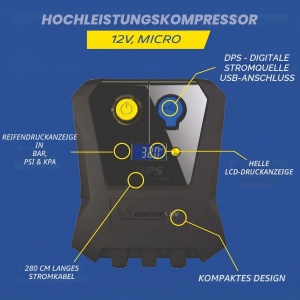 Compresor de aer MICHELIN 12V, putere mare, cu display digital si USB - Img 5