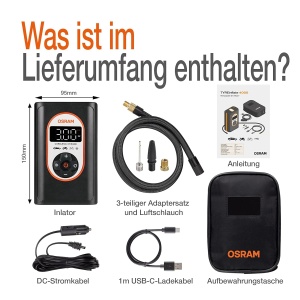 Compresor de aer OSRAM TYREinflate 4000, cu acumulator Li-Ion, cabless, LED - Img 2