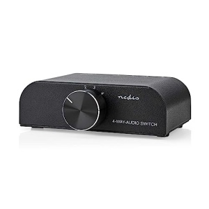 Comutator audio analogic Nedis | Port(uri) cu 4 porturi | Conexiuni - Intrare: 1x intrare audio de 3,5 mm / 3X (mufa 2X RCA) | Conectori - Iesire: 1x (2X Priza RCA) | Manual | Metal | Antracit - Img 3