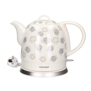 CONCEPT Electrocasnice RK0010ne Ceainic ceramic, design unic, design floral atractiv, 1 l, alb, 1100 W