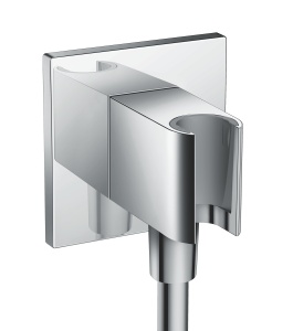 Conector perete cu suport pentru dus hansgrohe FixFit E, crom, cu retur de apa