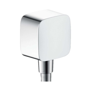 Conector perete hansgrohe FixFit cu sistem anti-retur, crom, design SoftCube