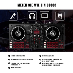 Consola controlera pentru DJ Numark Mixtrack Pro FX cu control pe 2 deck-uri, interfata audio integrata, afisaje Jog Wheel si palete de efecte, Serato DJ inclus - Img 2