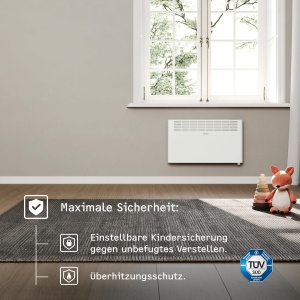 Convector de perete STIEBEL ELTRON CNS 2000 Plus LCD, 2 kW pentru aproximativ 25 m2, testat TUV, afisaj LC, temporizator saptamanal, incalzire electrica cu economie de energie, alb, 205857 - Img 4