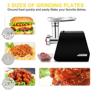 COOCHEER Masina de tocat carne electrica, masina de tocat carne de 2000W cu 3 discuri perforate, carnati si atasamente Kibbe pentru carne de bucatarie acasa, mancare pentru bebelusi - Img 3