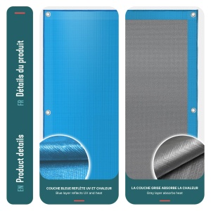 Copertina pentru piscina VOUNOT 6x12m, PE 160gm, impermeabila, albastra - Img 6