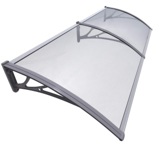 Copertina pentru usa VOUNOT 200 x 80 cm, aluminiu si policarbonat, transparenta, gri