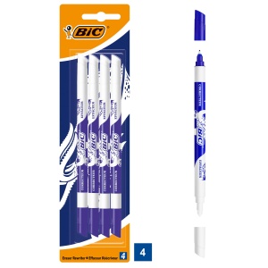 Corector BIC Tintenkiller, 4 bucati, cu varf dual, alb-albastru