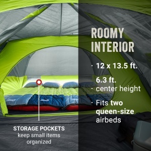 Cort de camping Coleman Skydome pentru 8 persoane, Felsgrau, cu camera de plasa - Img 2