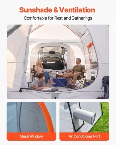 Cort de camping VEVOR SUV cu capacitate pentru 5-9 persoane, impermeabil, 3964 x 3050 x 2330 mm - Img 7