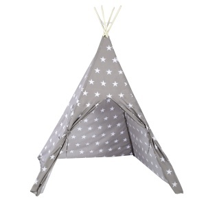 Cort de joaca copii roba Little Stars - 115x115 cm, grialb, cu suport fiberglas - Img 3