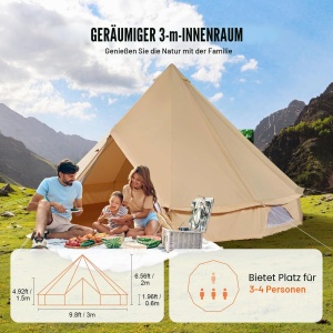 Cort VEVOR 3 m pentru Camping cu Sistem de Incalzire si 4 Feronerie - Img 5
