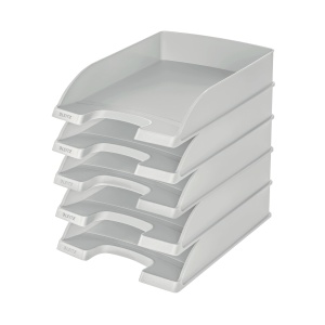 Cos de birou Leitz Plus Standard A4, 5 bucati, capacitate 4 kg, culoare gri