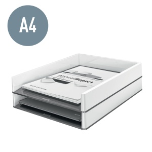 Cos de birou Leitz WOW A4, 4 bucati, design modern, negrugri - Img 3