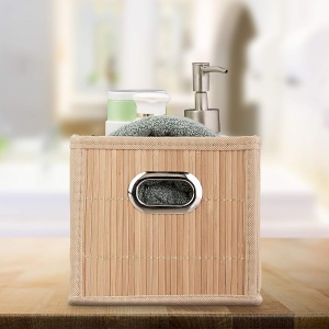 Cos de depozitare Relaxdays, 6L, bambus, faltabil, 14 x 15 x 31 cm - Img 2