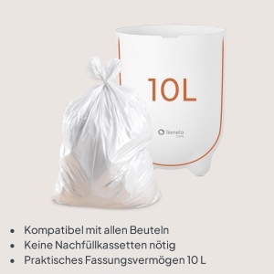 Cos de gunoi Lionelo Purebin, 10 litri, design modern, fara miros - Img 4