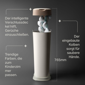 Cos de gunoi pentru scutece Tommee Tippee Twist Click XL, crem - Img 4
